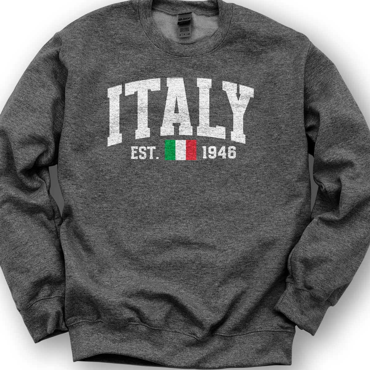 Italy Varsity Flag Sweatshirt - Dark Heather