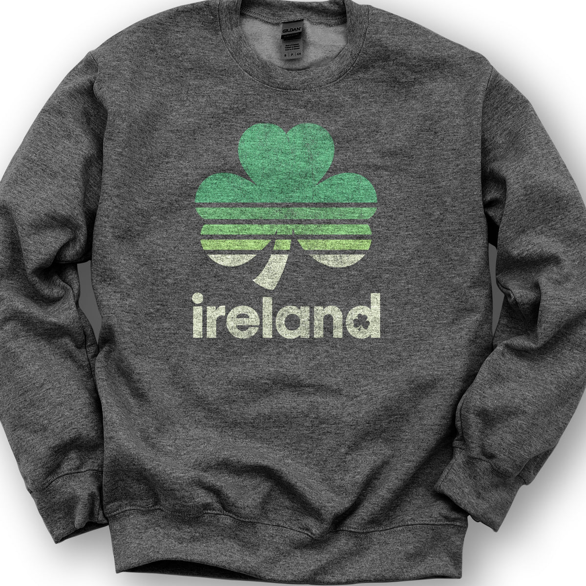 Ireland Retro Shamrock Sweatshirt - Dark Heather