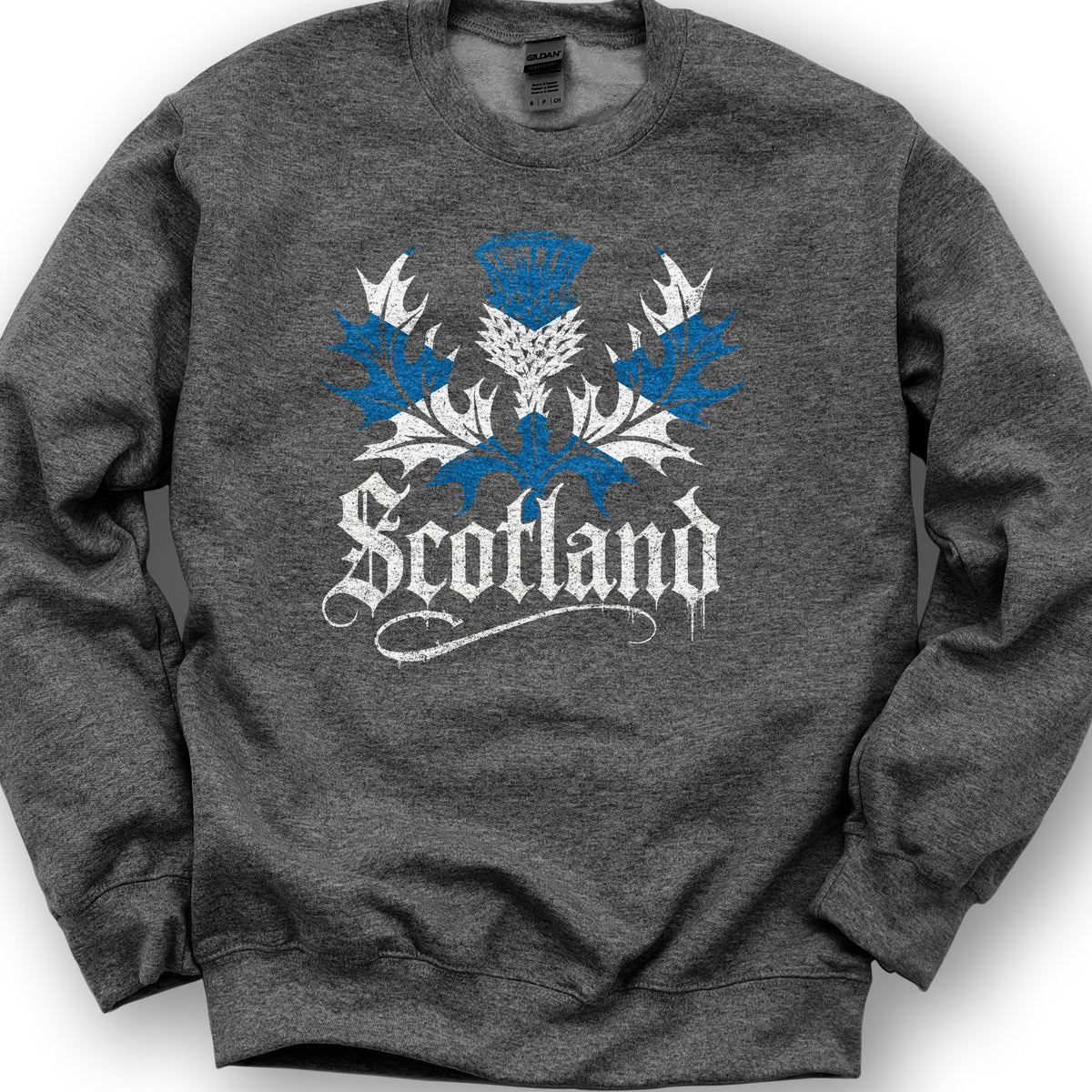 Scotland Gothic Thistle Sweatshirt - Dark Heather