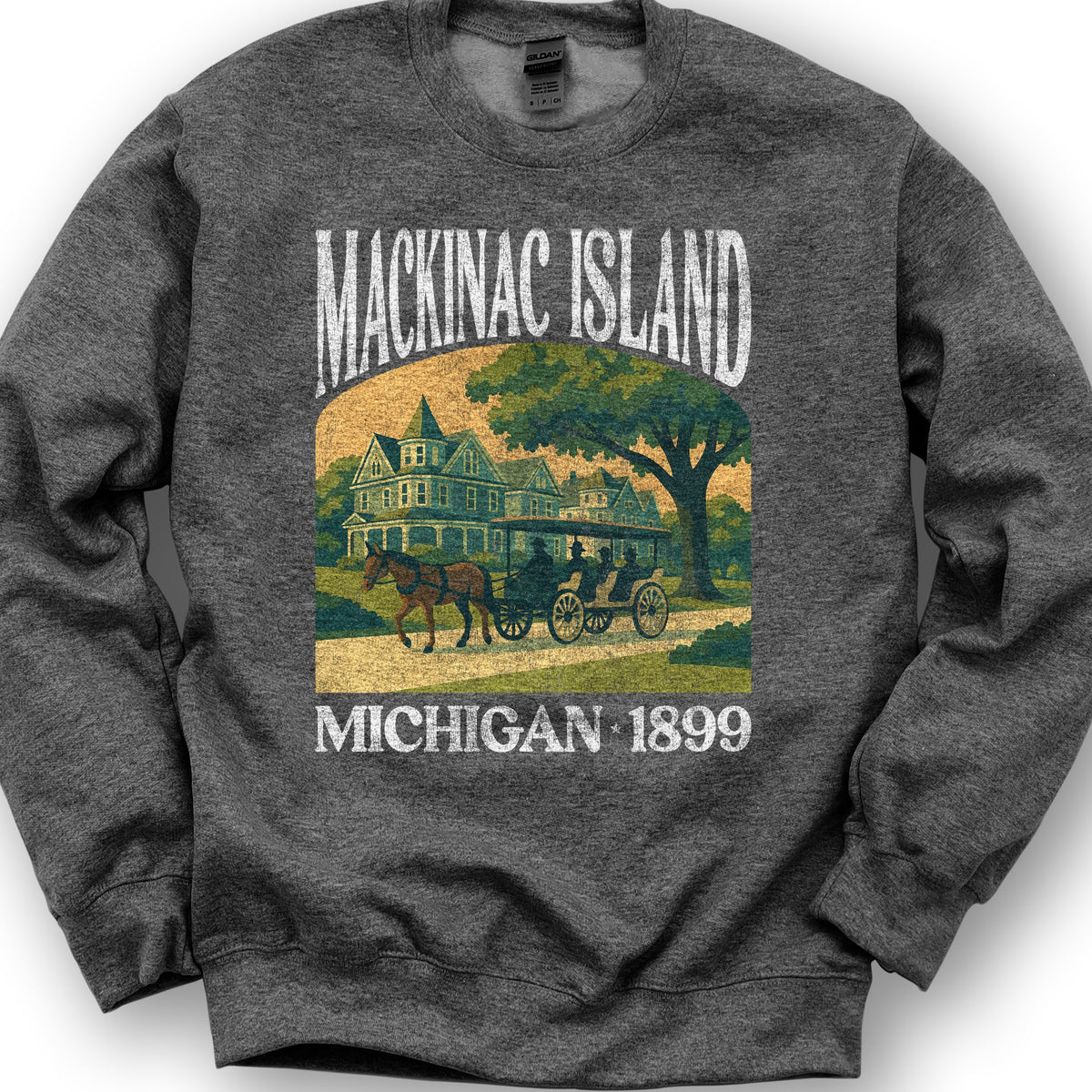 Mackinac Island Michigan "Big and Bold" Sweatshirt - Dark Heather