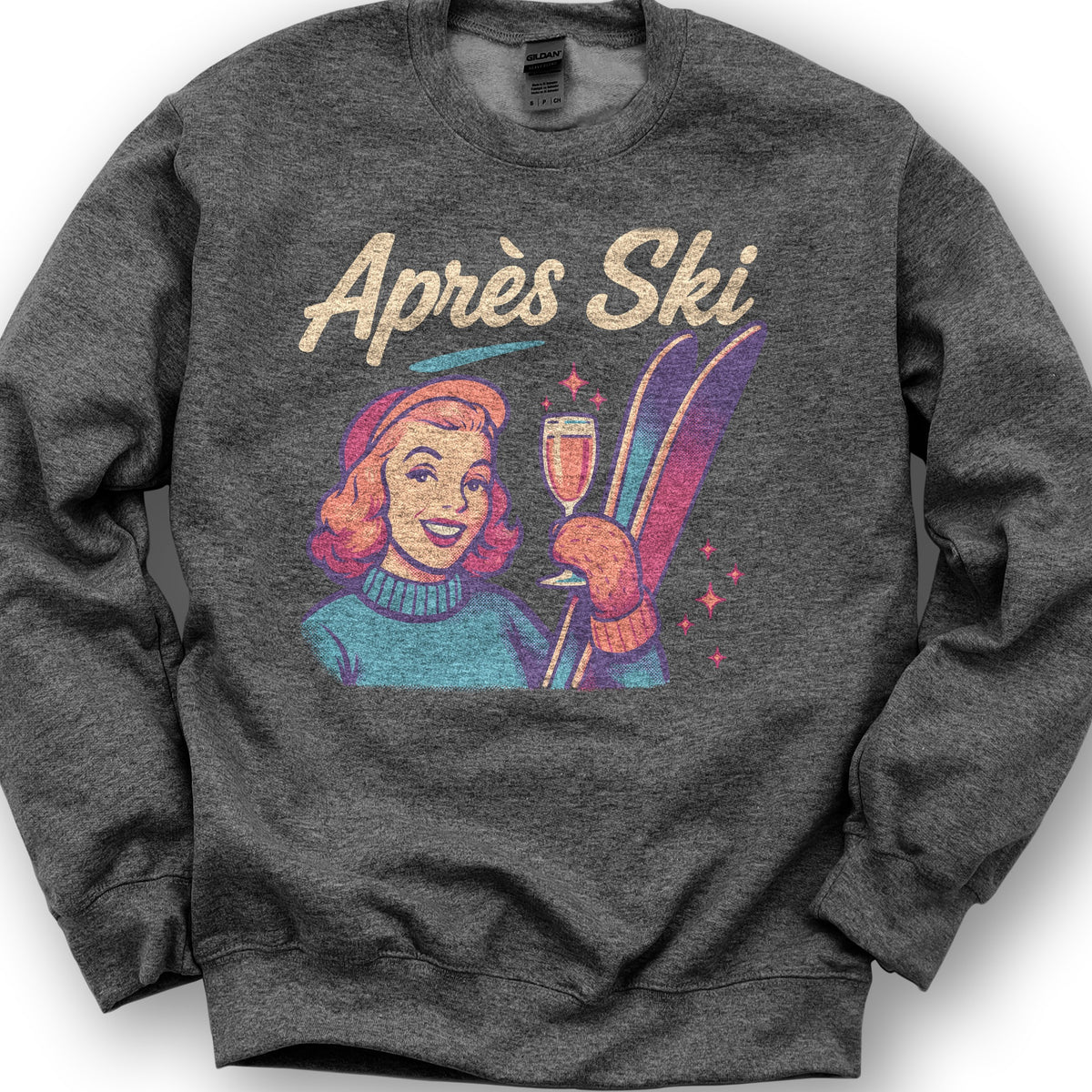 Apres Ski Retro 1950's Sweatshirt - Dark Heather
