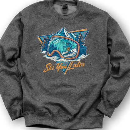 Ski You Later Retro 1980's Sweatshirt - Dark Heather