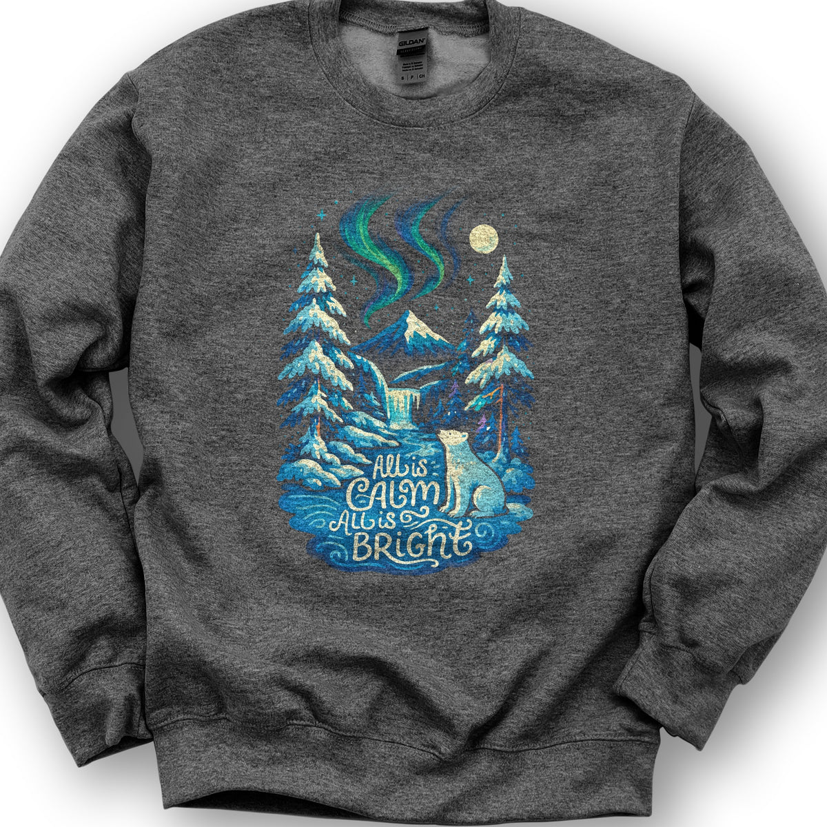 All Is Calm Northern Lights Sweatshirt - Dark Heather