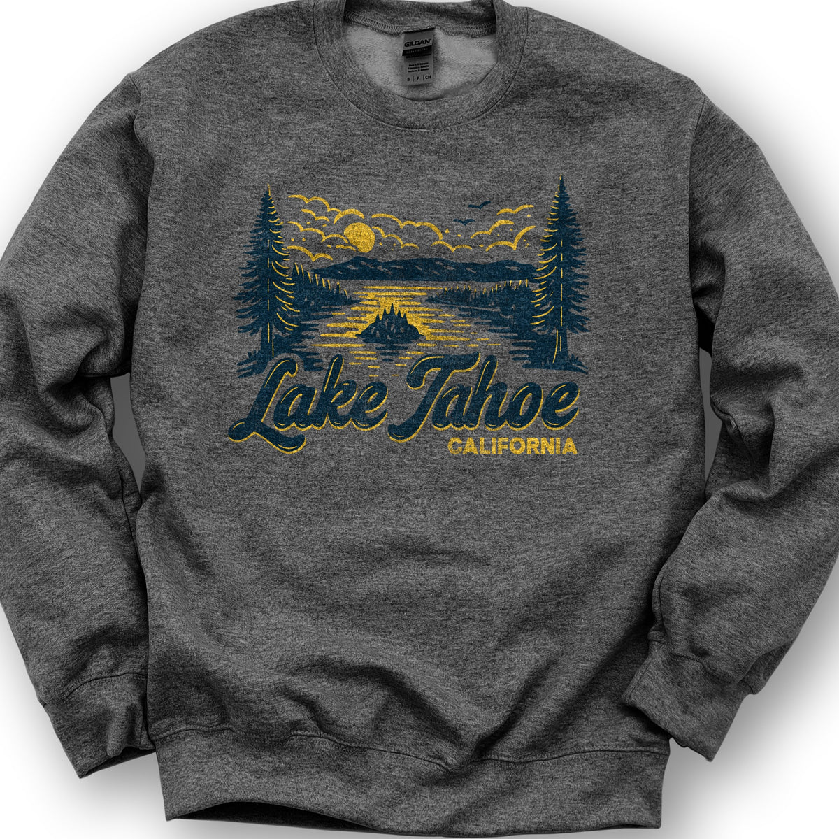 Lake Tahoe Emerald Bay Sketch Sweatshirt - Dark Heather