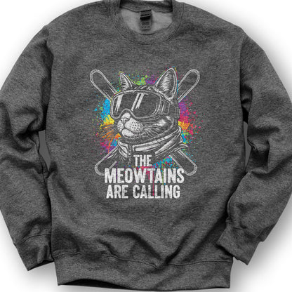 The Meowtains are Calling Sweatshirt - Dark Heather