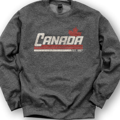 Canada Retro Stripe Sweatshirt - Dark Heather