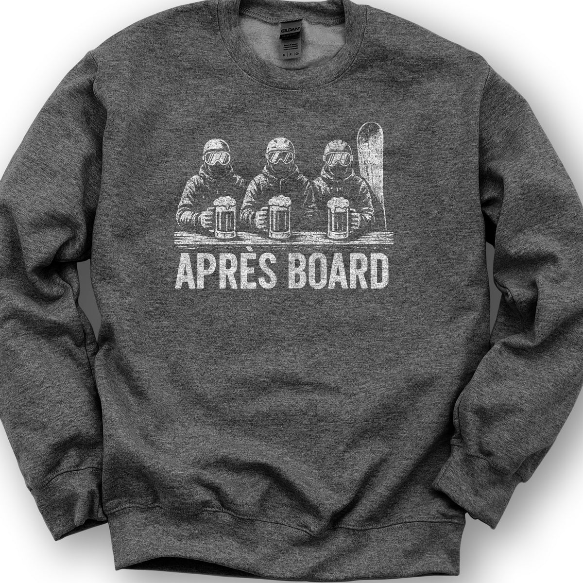 "Apres Board" Snowboard Sweatshirt - Dark Heather