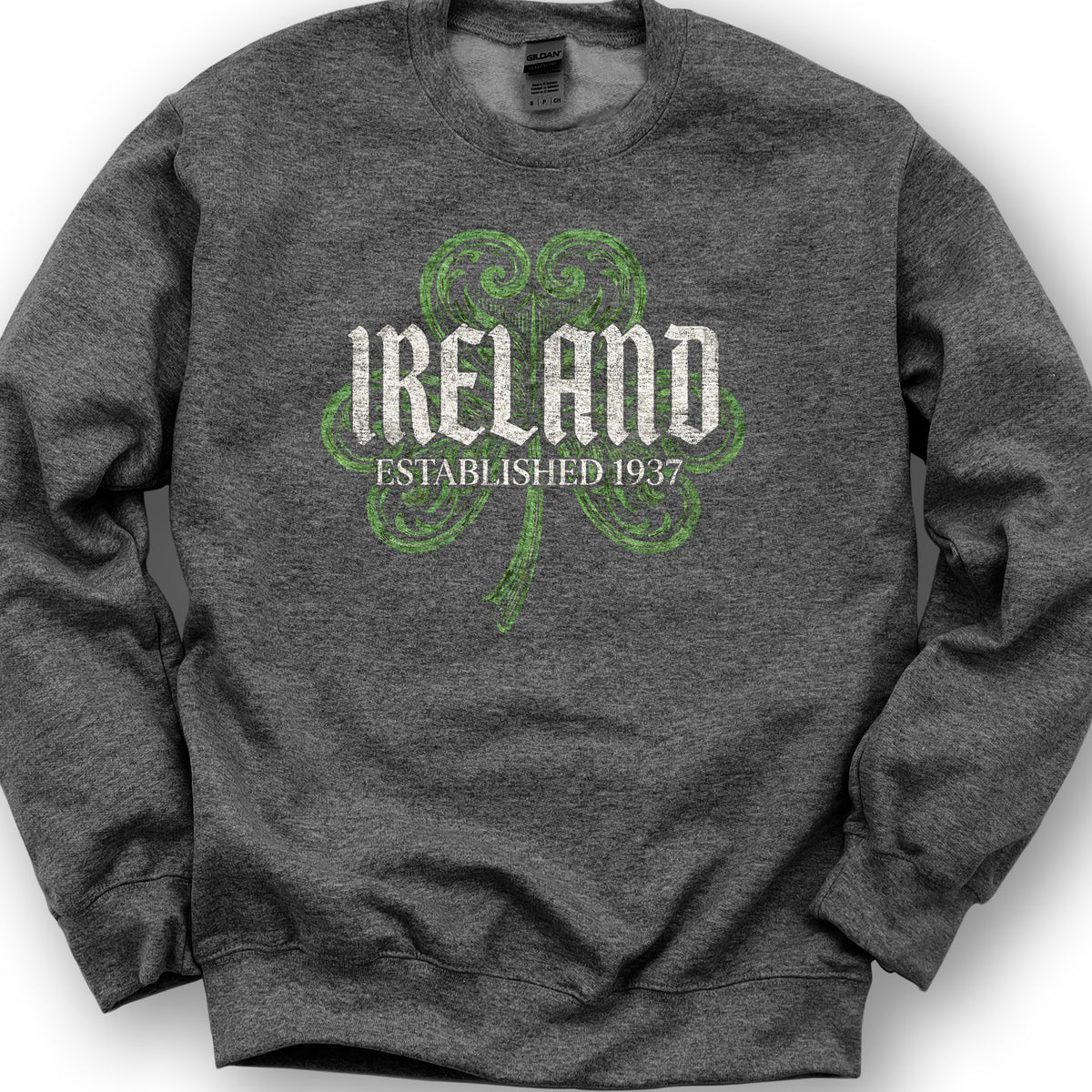Ireland Gothic Shamrock Sweatshirt - Dark Heather