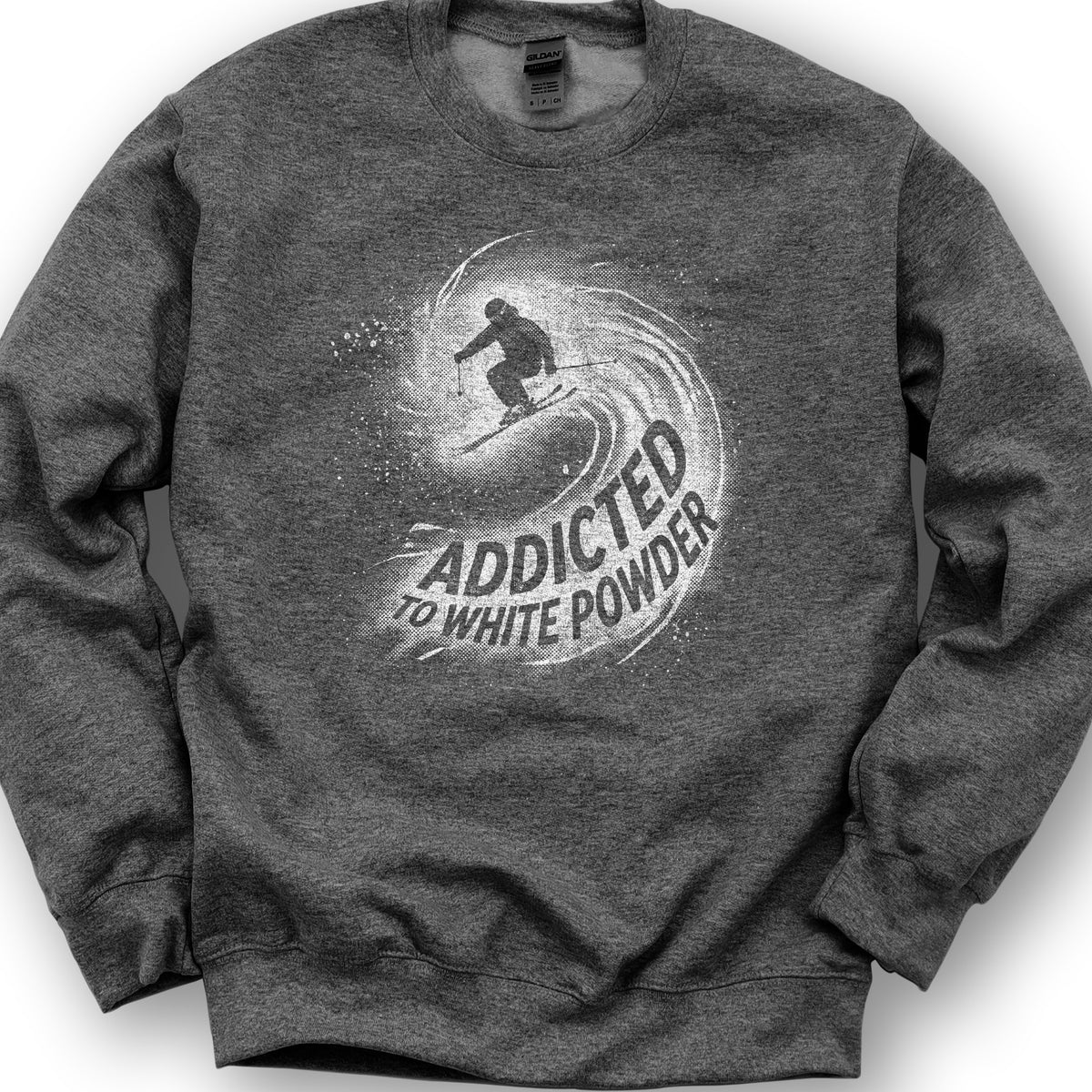 White Powder Skiing  Sweatshirt - Dark Heather