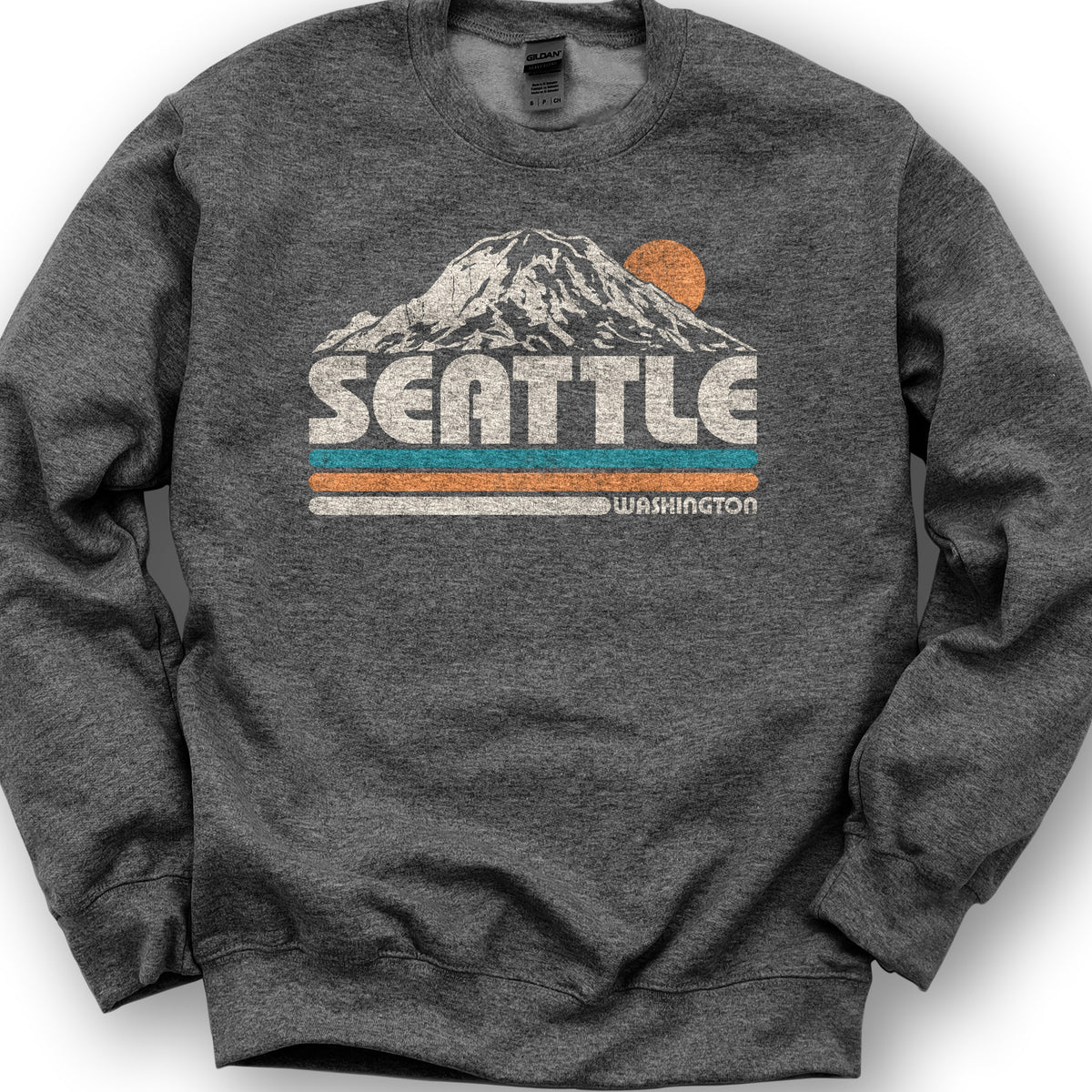 Seattle Retro Stripe Sweatshirt - Dark Heather