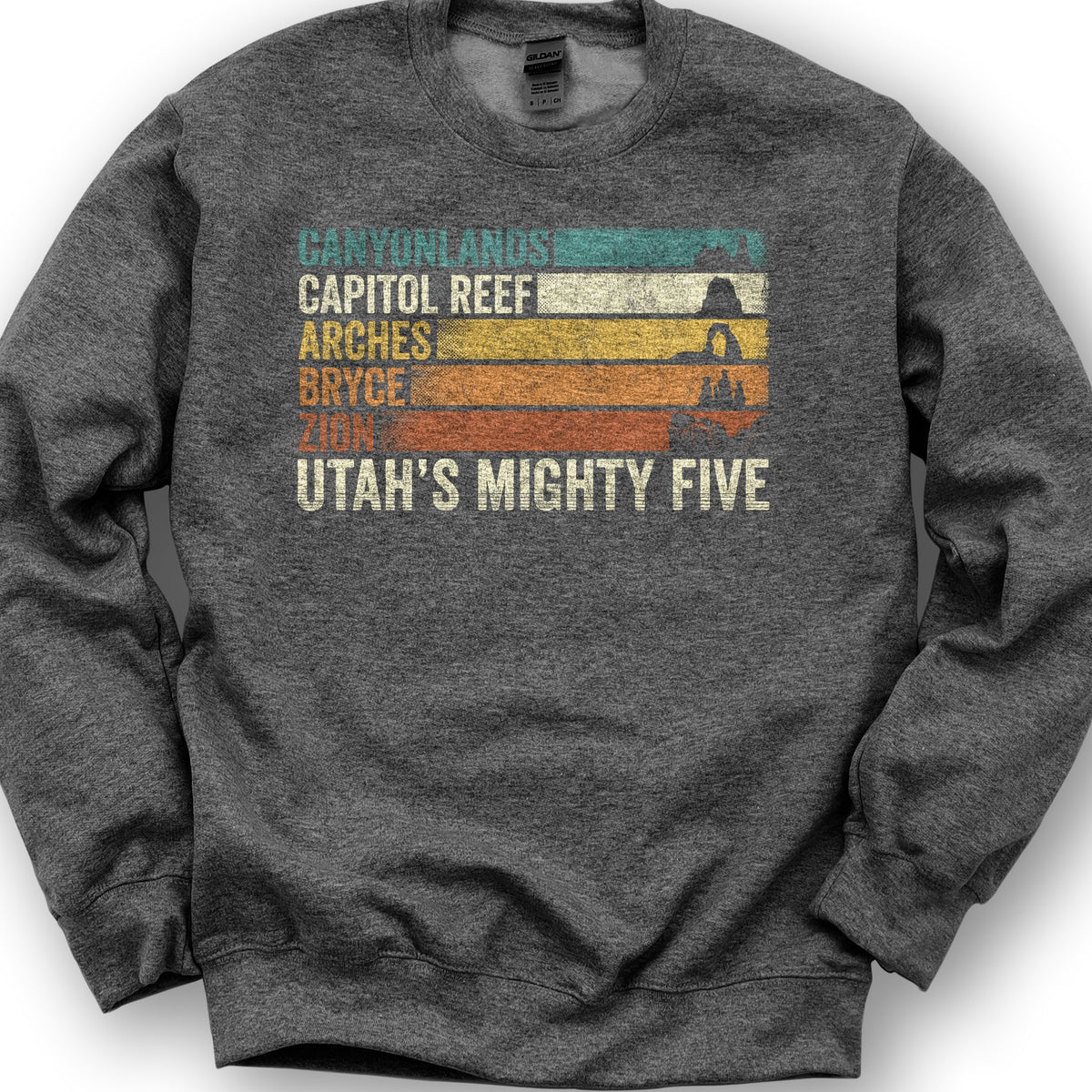 Utah's Mighty Five Stripes Sweatshirt - Dark Heather