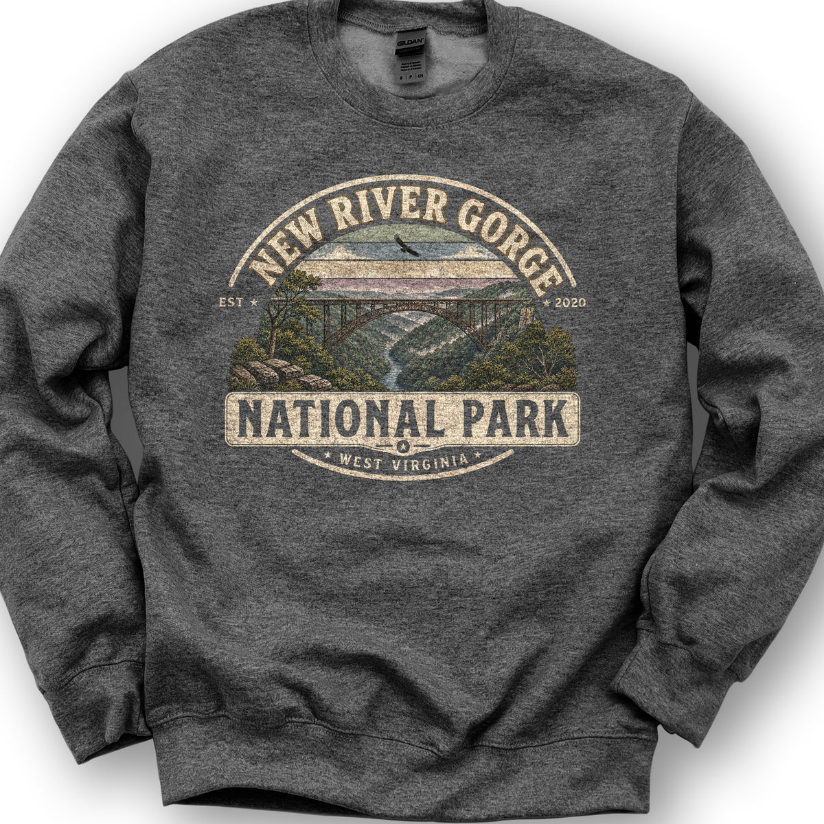 New River Gorge Medallion Sweatshirt - Dark Heather