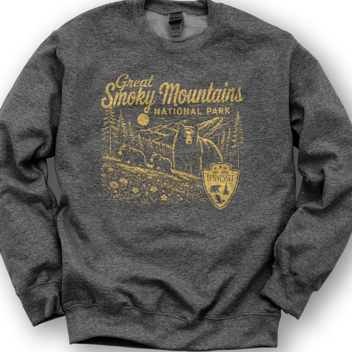 Smoky Mountains Vintage Sketch Sweatshirt - Dark Heather