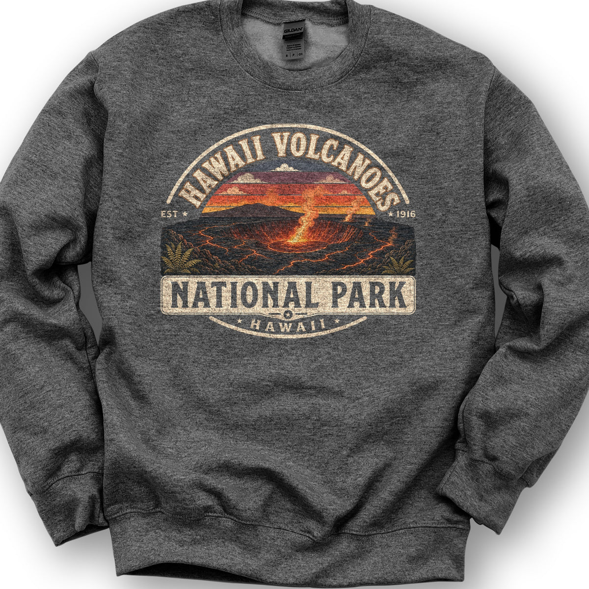 Hawaii Volcanoes Medallion Sweatshirt - Dark Heather