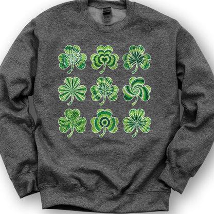 Tie-Dye Shamrocks Sweatshirt - Dark Heather