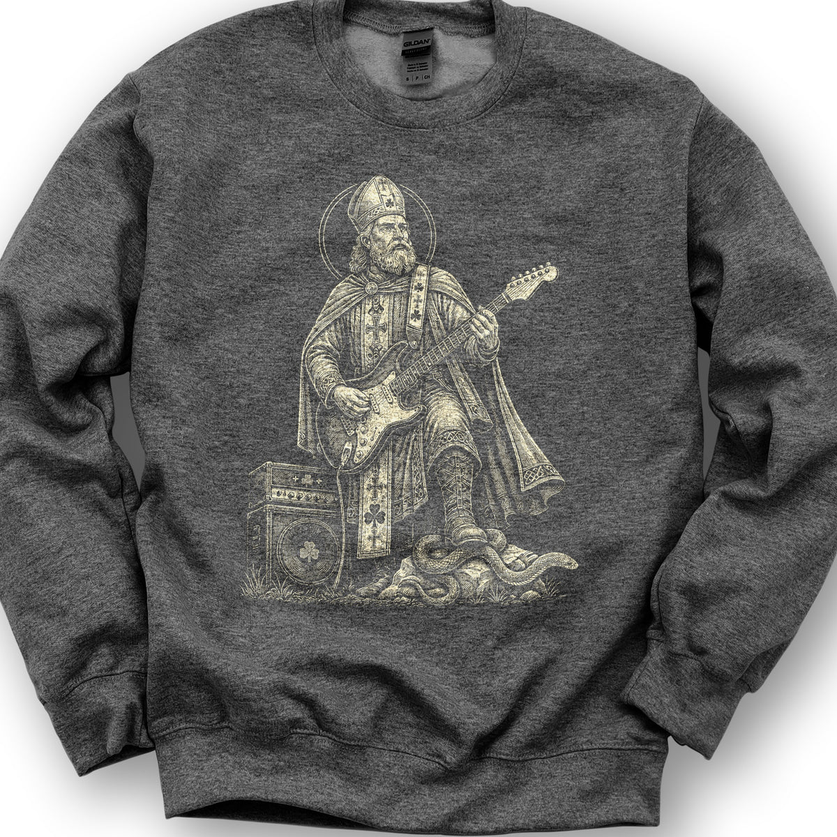 Saint Patrick Guitar Sweatshirt - Dark Heather
