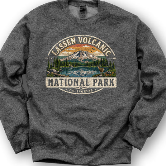 Lassen Volcanic Medallion Sweatshirt - Dark Heather