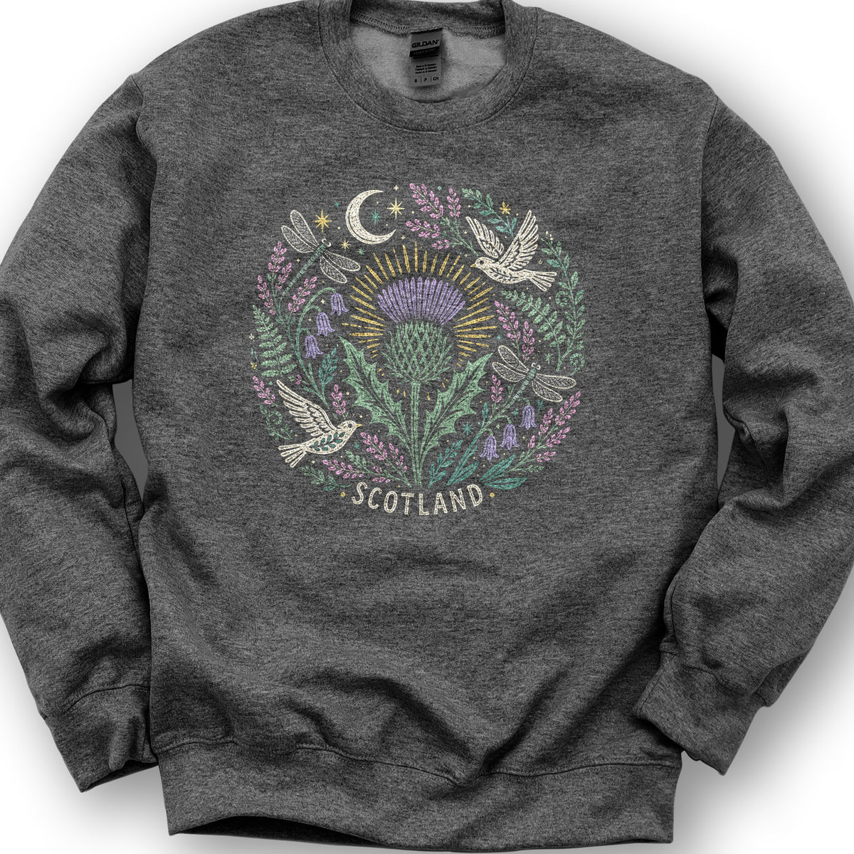 Scotland Thistle Doves Sweatshirt - Dark Heather