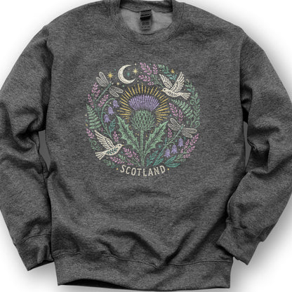 Scotland Thistle Doves Sweatshirt - Dark Heather