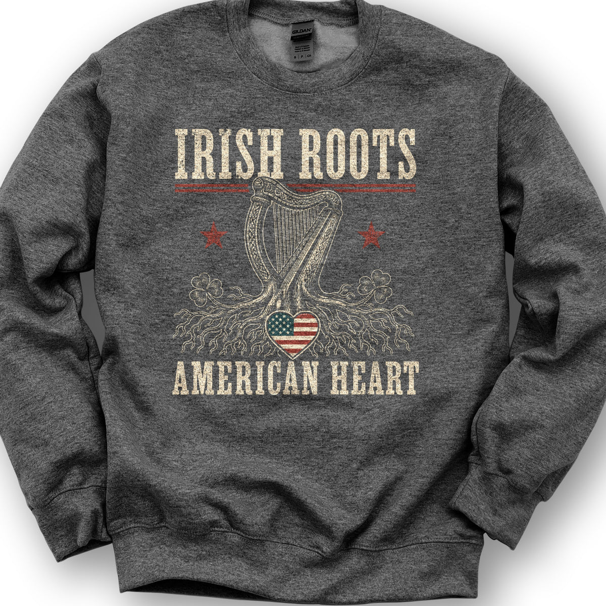 Irish Roots Harp Sweatshirt - Dark Heather