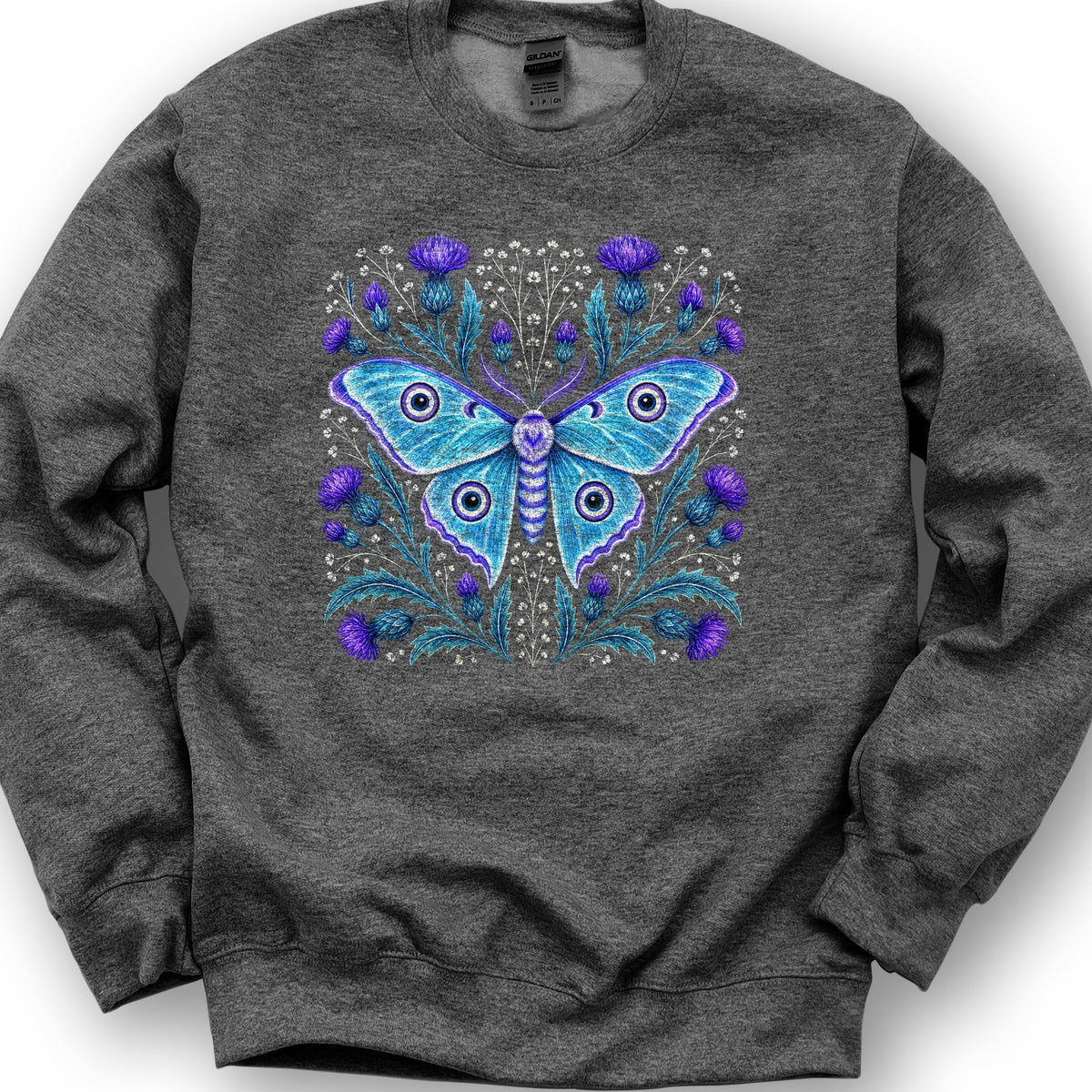 Emperor Moth Thistle Sweatshirt - Dark Heather