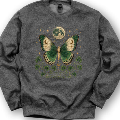 Shamrock Moon Butterfly Sweatshirt - Dark Heather