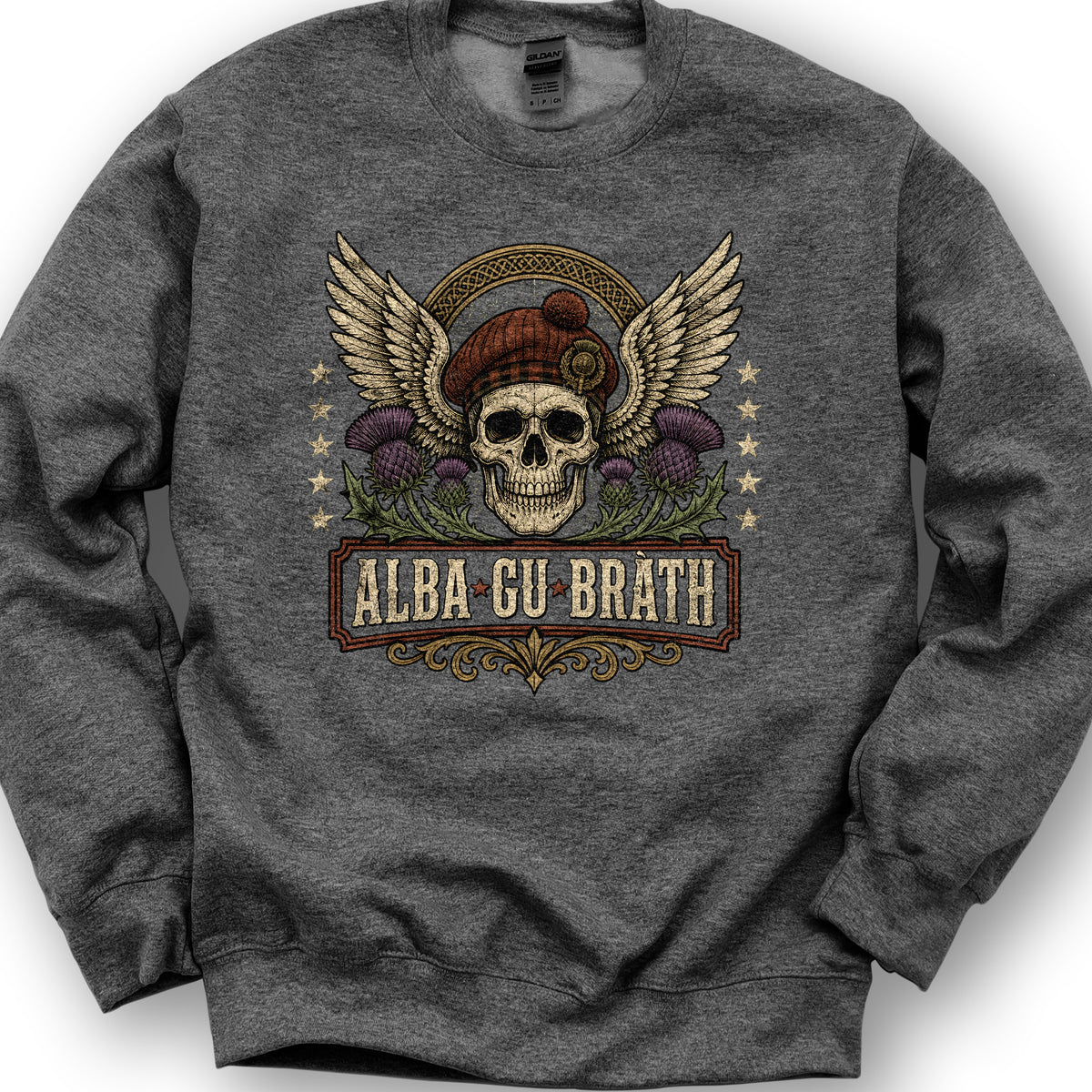 Alba Skull Thistle Sweatshirt - Dark Heather