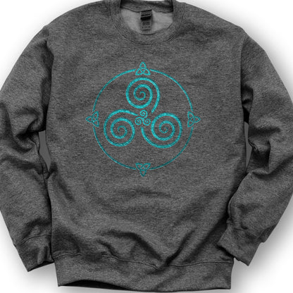 Celtic Triskele Spiral Sweatshirt - Dark Heather