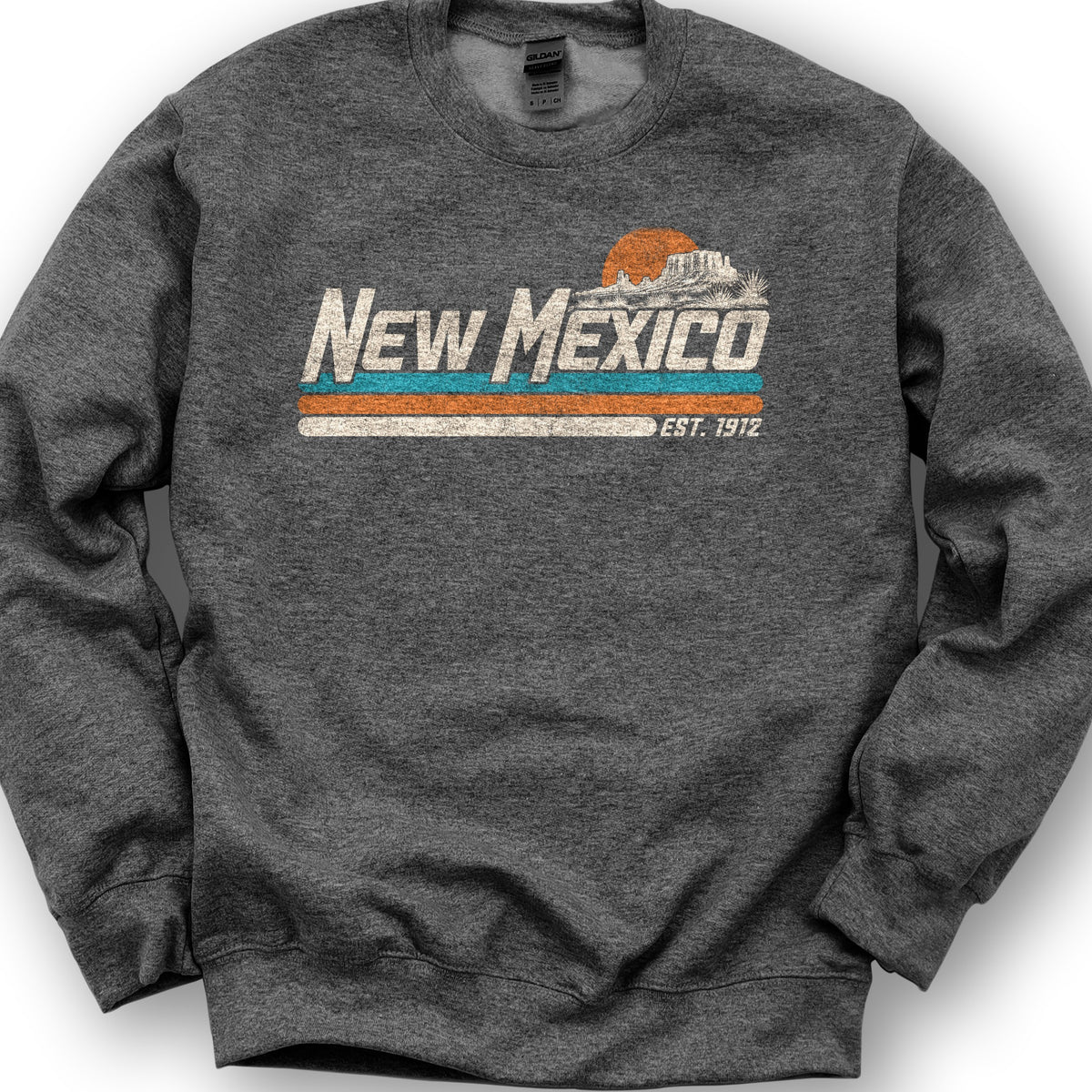 New Mexico Retro Stripe Sweatshirt - Dark Heather