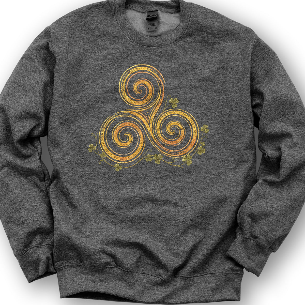 Irish Golden Triskele Sweatshirt - Dark Heather