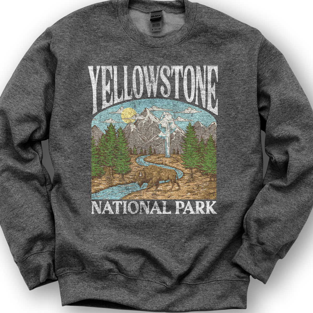 Yellowstone National Park Geyser "Big and Bold" Sweatshirt - Dark Heather
