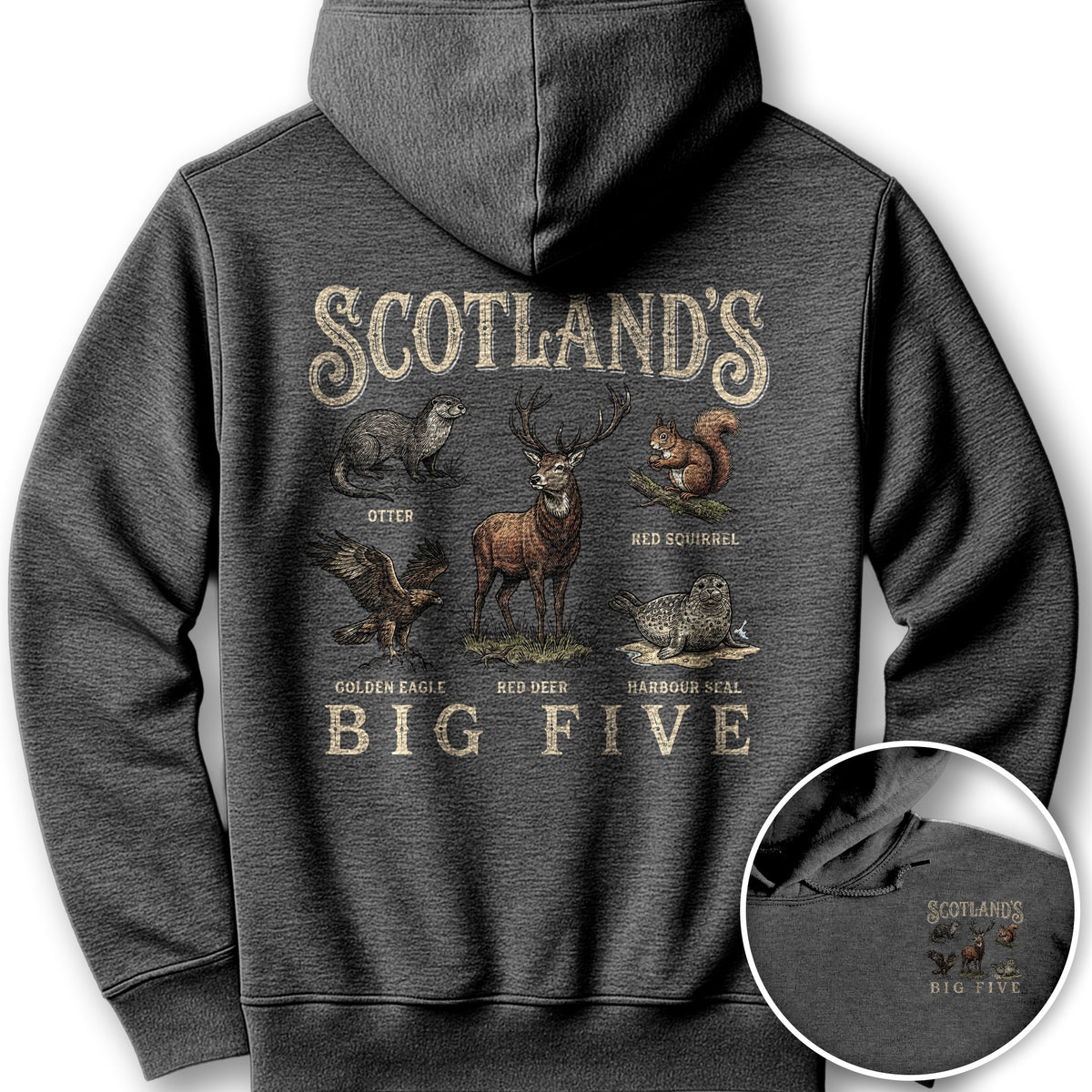 Scotland's Big Five Hoodie - Dark Heather