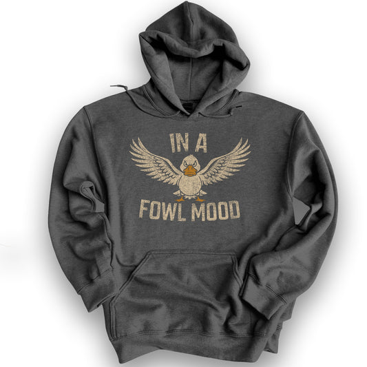 In A Fowl Mood "Vintage Duck" Hoodie - Dark Heather
