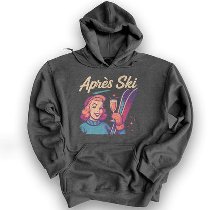 Apres Ski Retro 1950's Hoodie - Dark Heather