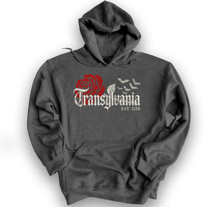 Transylvania Gothic Rose Hoodie - Dark Heather