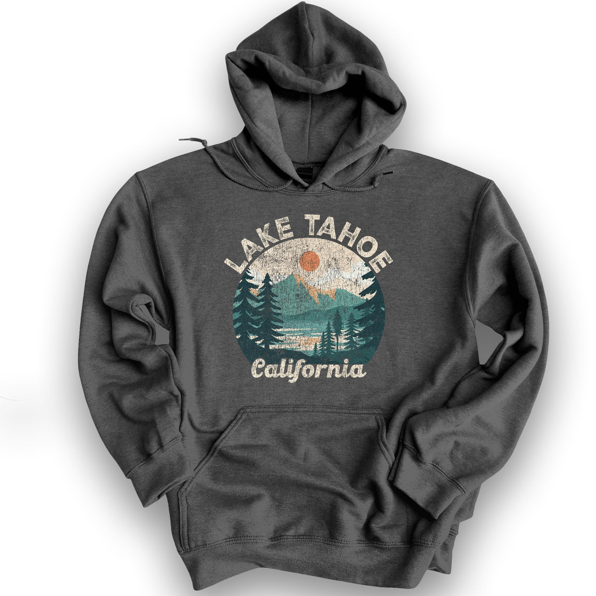Lake Tahoe California Circle Hoodie - Dark Heather