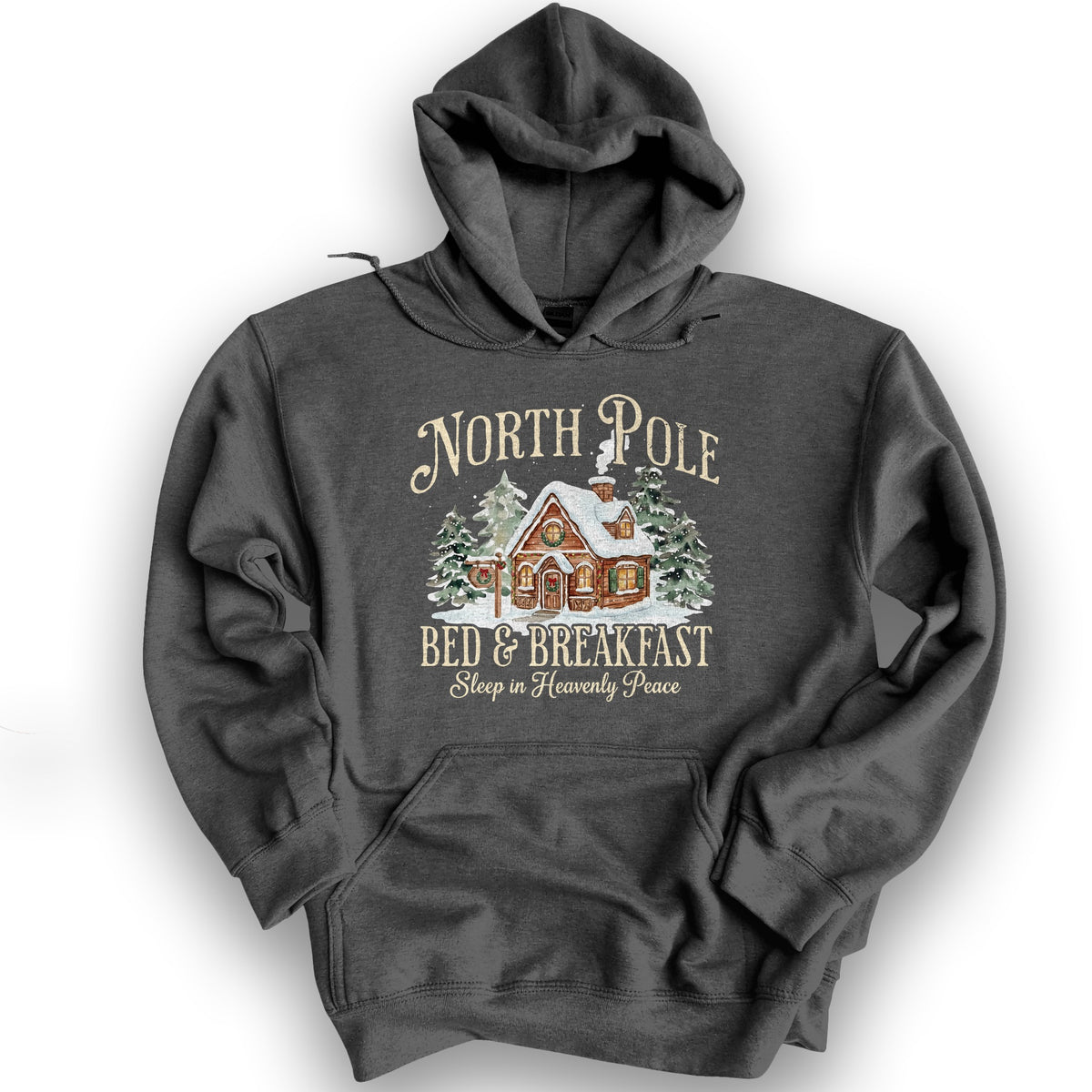 North Pole Bed and Breakfast "Heavenly Peace" Hoodie - Dark Heather