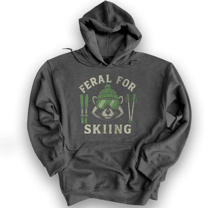 Feral for Skiing Hoodie - Dark Heather