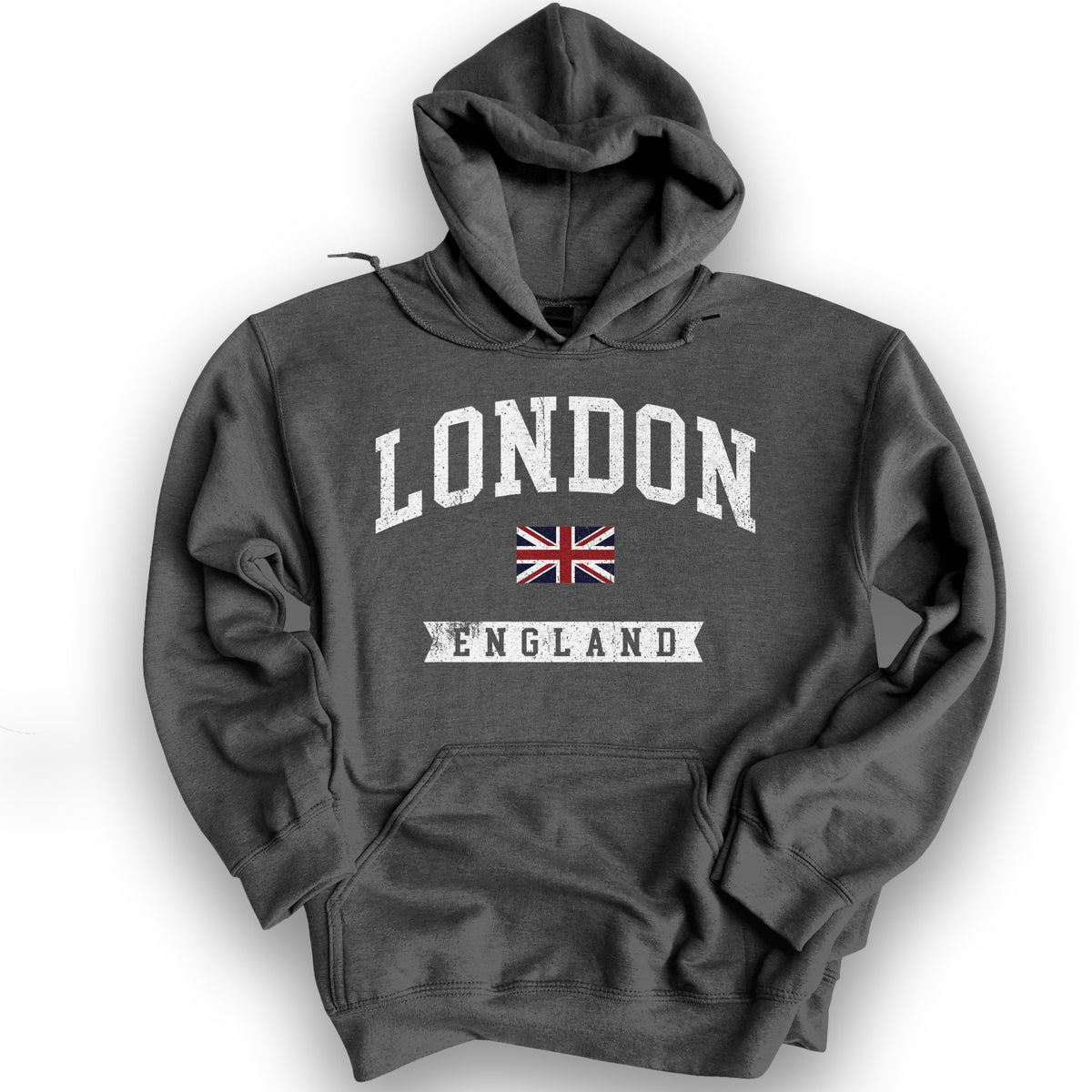 London Varsity Flag Hoodie - Dark Heather