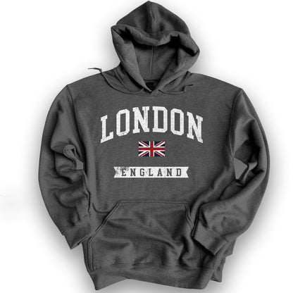London Varsity Flag Hoodie - Dark Heather