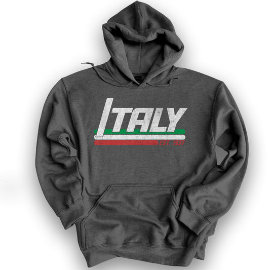 Italy Retro Stripe Hoodie - Dark Heather