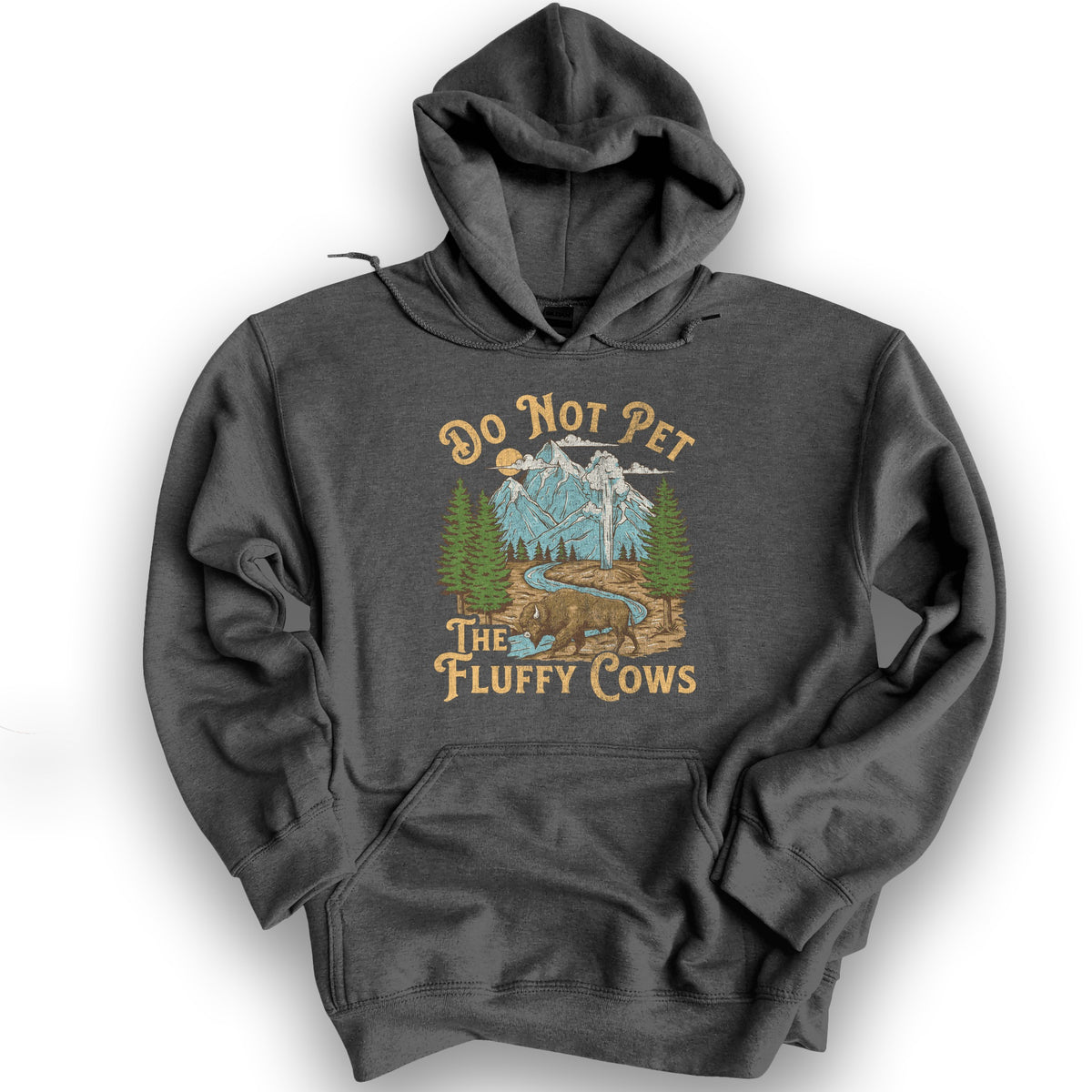 Fluffy Cows Yellowstone Hoodie - Dark Heather