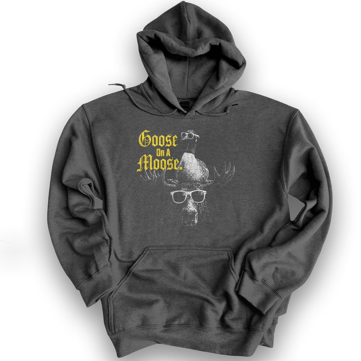 Goose On A Moose Halftone Hoodie - Dark Heather