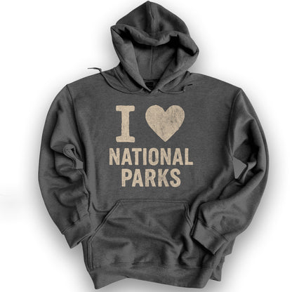 I Love National Parks Vintage Hoodie - Dark Heather