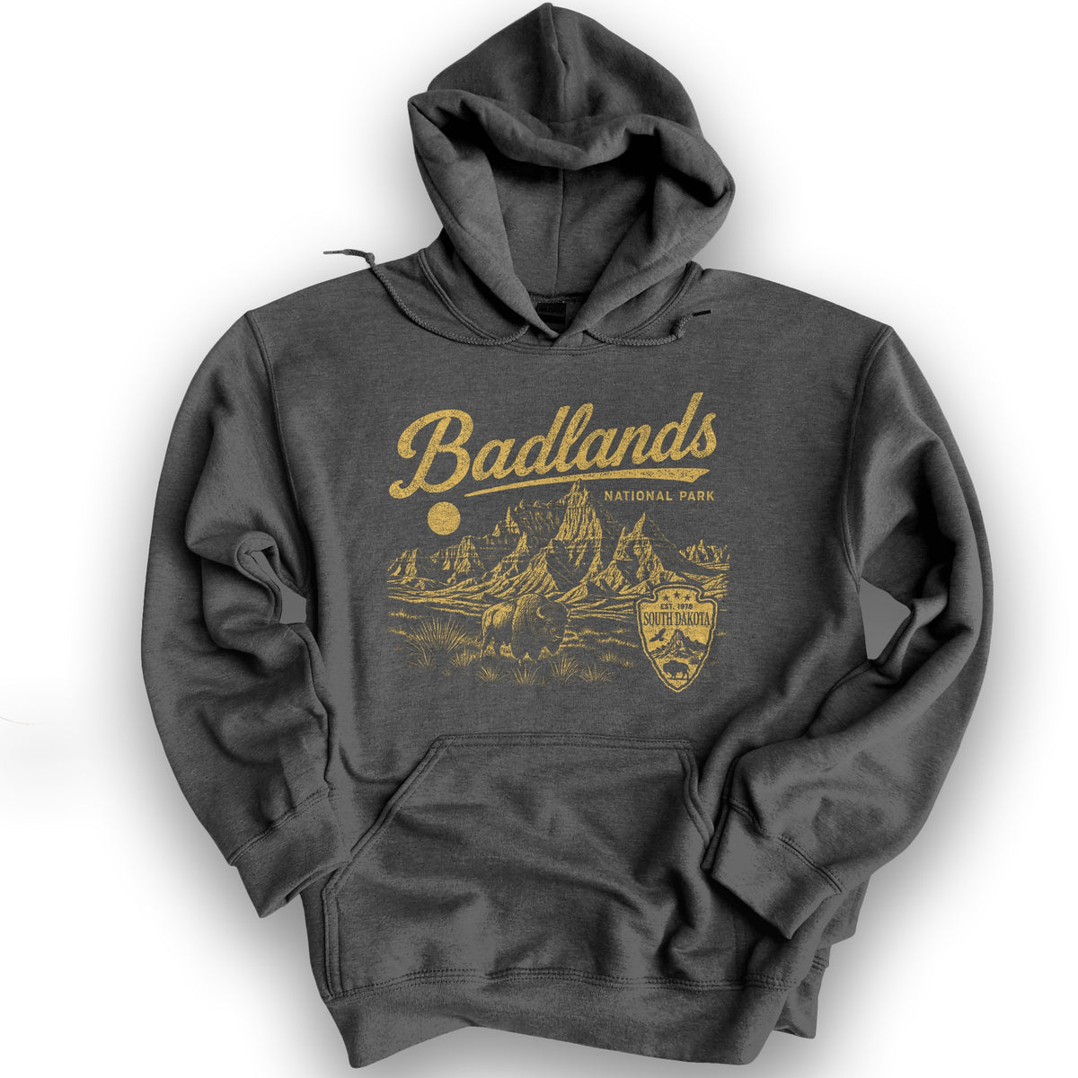 Badlands Vintage Sketch Hoodie - Dark Heather