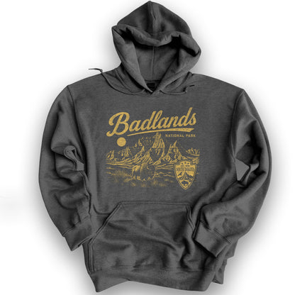 Badlands Vintage Sketch Hoodie - Dark Heather