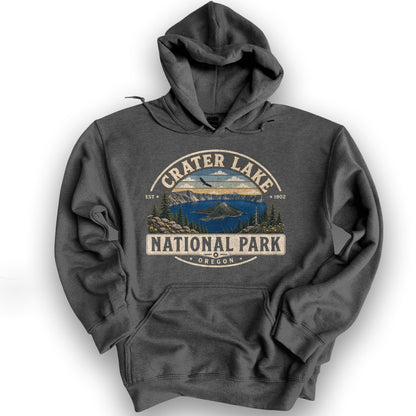 Crater Lake Medallion Hoodie - Dark Heather