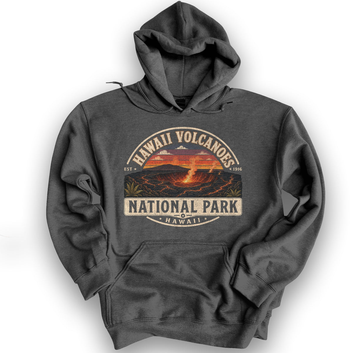 Hawaii Volcanoes Medallion Hoodie - Dark Heather
