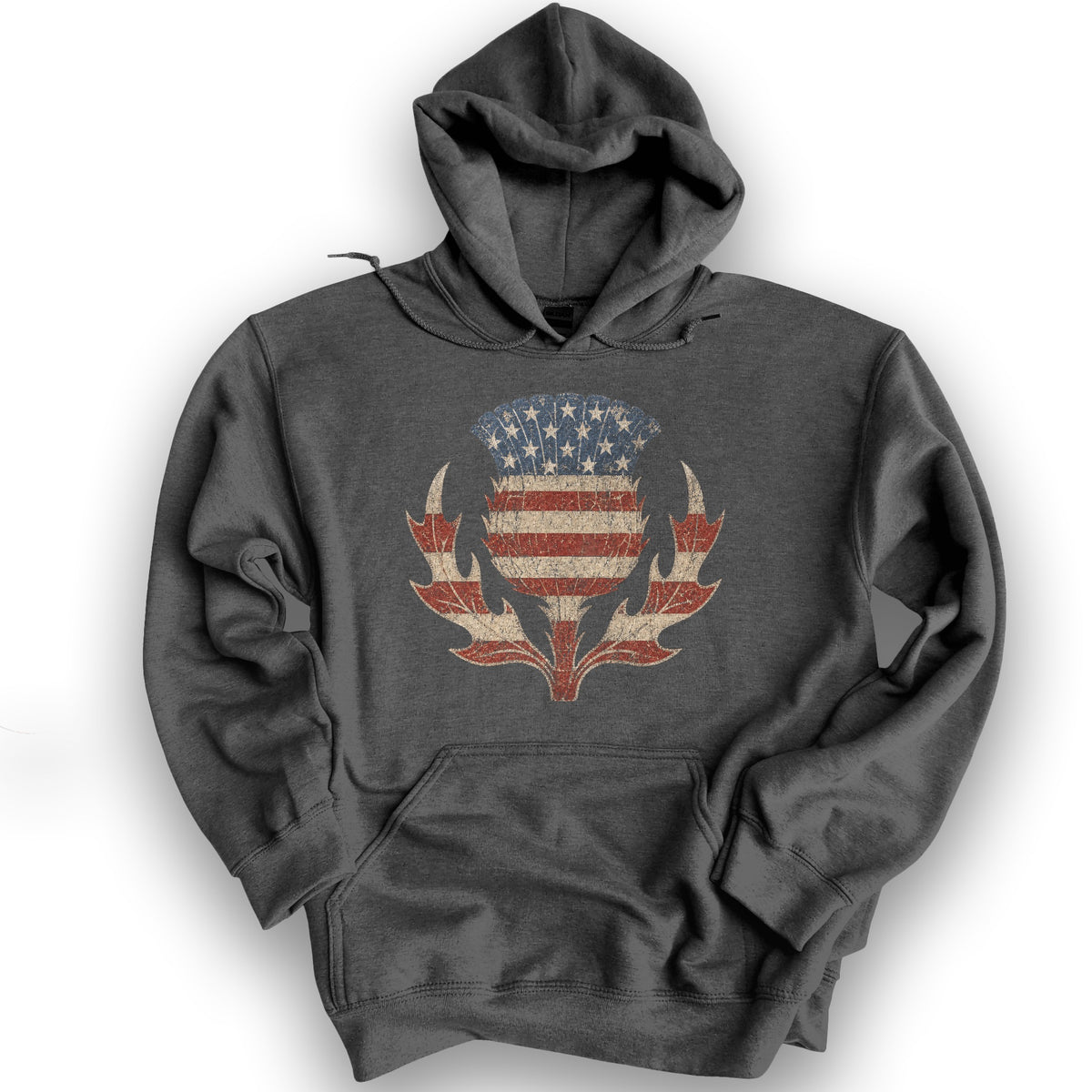 Vintage Flag Thistle Hoodie - Dark Heather