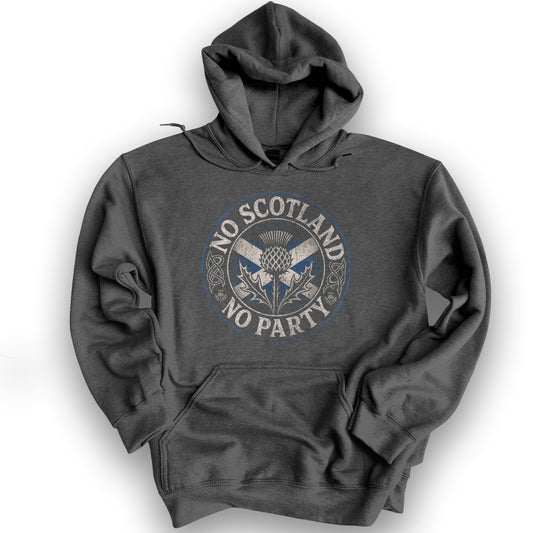 Scotland No Party Badge Hoodie - Dark Heather